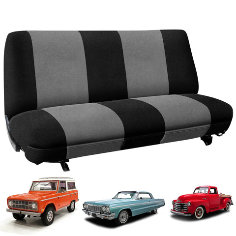 Truck Bench Seat Cover Without Headrest Hole That Fits Most Trucks And Cars, Universal Dutch Velvet Seat Protector, Black And Gray
