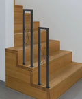 Two Pack U Shaped S Scroll Staircase Handrails Premium Carbon Steel Build on wooden stairs for indoor use.