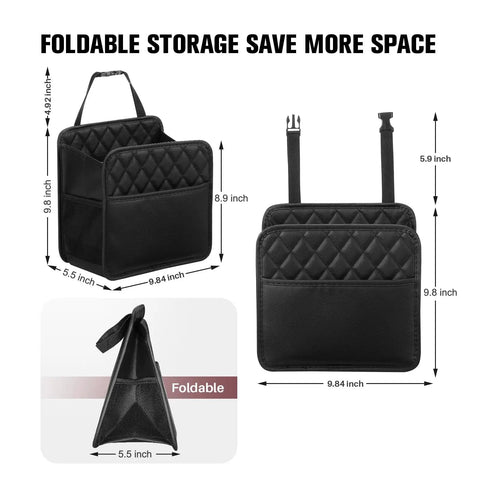 Two Pack Backseat Car Organizer With Cup Holders, Waterproof PU Leather Universal Hanging Car Seat Back Organizer, Foldable
