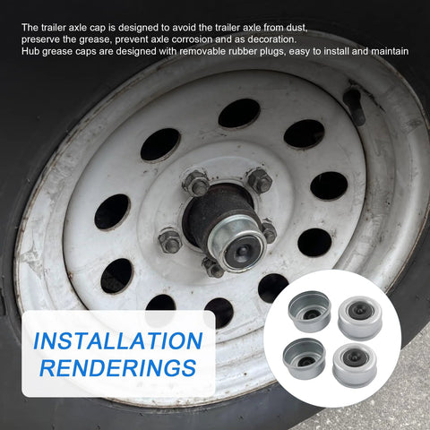 Beefy Heavy Duty Trailer Axle Wheel Hub Dust Cap Set Four Pieces Two Point Seven Two Inch for Most 7000 8000 Lb Wheel Hubs