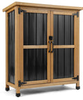 Weatherproof Outdoor Storage Cabinet With Lockable Doors For Tools, Garden Gear, Pool Accessories, And Lawn Equipment, Durable Wood And Metal Shed With Adjustable Shelves For Patio Storage Needs
