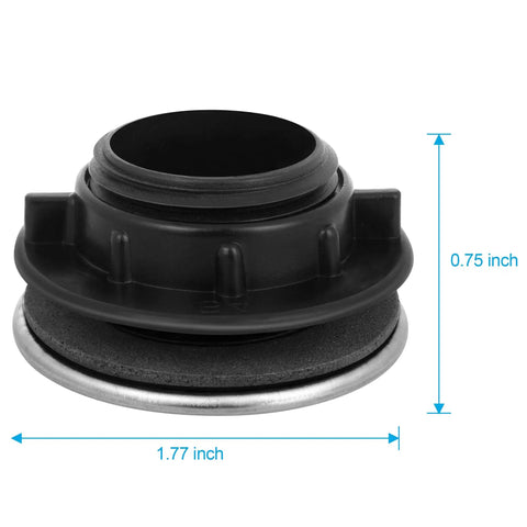 Diagram of Brushed Stainless Steel Faucet Hole Cover for Kitchen Sink showing dimensions and rubber gasket, measuring 1.77 x 0.75 inches.