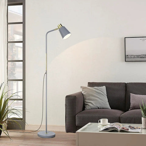 Dope Industrial Floor Lamp With Adjustable Metal Heads in living room, rustic farmhouse style in grey finish