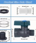Three Quarter Inch PVC Rain Barrel Spigot Kit With Garden Hose Adapter and Bulkhead Fitting size chart.