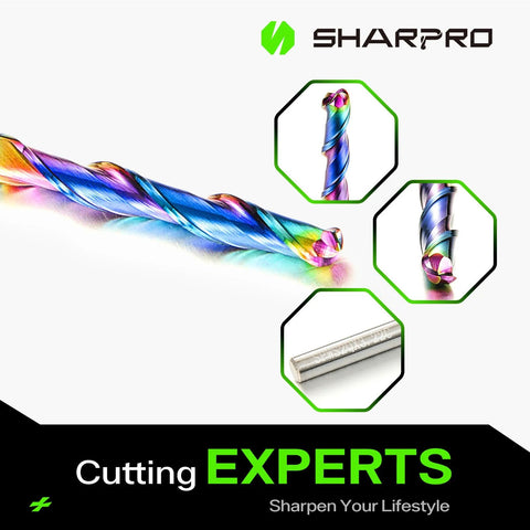 SHARPRO 1/8 in carbide ball-nose end mill, coated, 1/8 in shank front view
