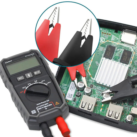 3.3 Foot Multimeter Test Leads Kit With 4mm Banana Plug To Alligator Clips Gold Plated Pro Grade Probes on circuit board