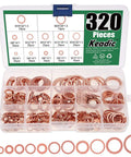 Copper Washers Set 320 Pieces Assorted Sealing Washers For Automotive Use Eight Metric Sizes M6 To M20 Crush Washers Kit