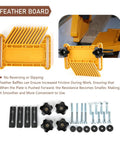 Shop Ready 166Mm Woodworking Featherboard And Table Saw Push Block Kit For Kickproof Cutting With Lockdown Grip Anti Slip Fence Jig For Band Saws And Power Tools, featuring yellow plastic feather board components and set screws.
