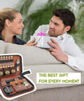 Premium Golf Gifts Set For Men And Women In A Slick Case With Gold Colored Golf Balls Tees Divot Tool Brush Green Reader.
