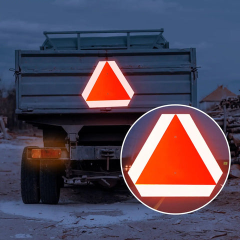Installed Two Pack Slow Moving Vehicle Signs With Mounting Brackets For Golf Carts Tractors And UTVs 14 By 16 Inch Diamond Grade