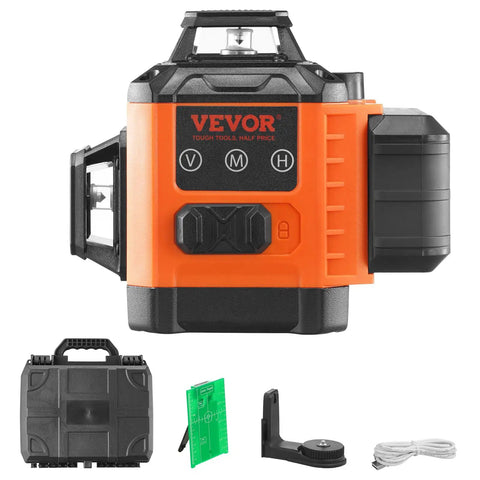 100ft Green Self Leveling Laser Level With 3 X 360 Degree Cross Lines, manual self leveling mode, IP54 waterproof kit components.