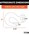 Approximate dimensions of Heavy Duty 14000 Lbs Clevis Slip Hook Forged Steel Safety Chain With Locking Latch 5/16 Inch.