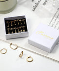 14K Gold Earrings Set For Women And Men, 925 Sterling Silver Posts, Hypoallergenic, Includes Small Ball CZ Studs, Hoop Earrings, Huggie Earrings, And Mini Hoop For Multiple Piercings, boxed
