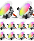 10 Pack 9W Color Changing LED Recessed Lights 4 Inch Dimmable Ceiling Retrofit Smart Lights With Bluetooth Mesh Control