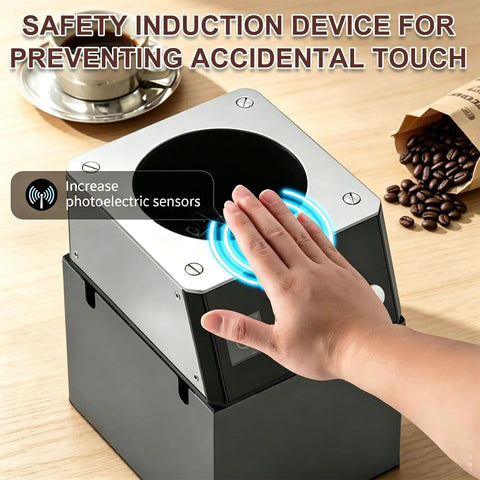Smooth Operator Automatic Espresso Portafilter Cleaner and Quiet Knock Box Replacement For 58mm Machines with safety induction sensor.