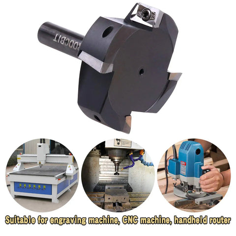 CNC Spoilboard Surfacing Router Bit, Two And A Half Inch Diameter, Half Inch Shank, Four Wing Beefy Cutter For Aluminum, Wood And Acrylic