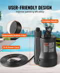 Submersible Sump Pump One Third HP, 2450 GPH High Flow, 30 Feet Head, heavy-duty thermoplastic with cord by poolside view