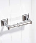 Spring Loaded Toilet Paper Roll Holder Replacement In Chrome Finish Durable Plastic Construction Fits Most Standard Spring Loaded Dispensers Easy Tool Free Installation