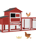 Mobile Chicken Coop On Wheels For Four To Six Chickens With Run And Two Nesting Boxes Backyard Expandable Chicken House For Ducks Easy Clean Pull Out Tray Leak Resistant Asphalt Roof 82.4 Inch Red