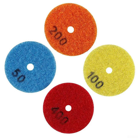 2 Inch Diamond Polishing Pads Kit For Granite Marble Concrete Quartz Stone Wet Or Dry Use Grit Range 50 To 400 4 Pad Set