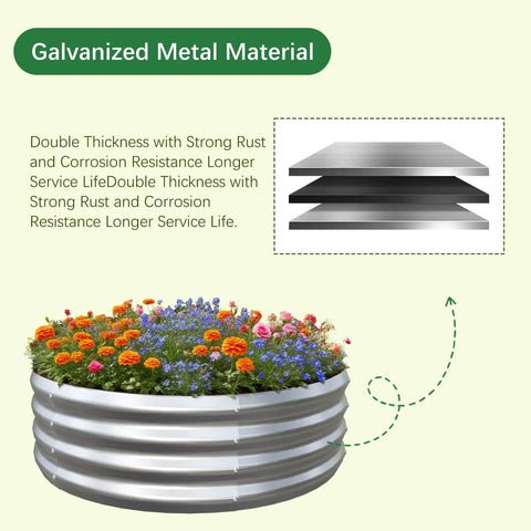 Galvanized Garden Bed Kit For Vegetables Herbs And Flowers Raised Planter Box Outdoor 2x2x1 Feet Durable Rust Resistant Steel