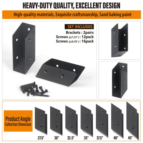 Heavy Duty Stainless Steel Deck Railing Brackets And Connectors For Standard 2X4 Wood Posts adjustable stair angle mounts set including screws.