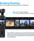 Pocket 3 Kit Handheld 4K Vlogging Camera With 3 Axis Gimbal And Image Stabilization 12 MP CMOS Sensor showcasing pause feature.