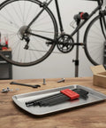 Rock Solid Seven Piece S2 Carbon Steel Hex Key Set on tray for bike repairs and furniture assembly