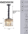 Modern Crystal Chandelier With K9 Crystals And Warm Gold Frame, 4 Light Flush Mount Ceiling Fixture In Chrome Finish, adjustable chain shown.