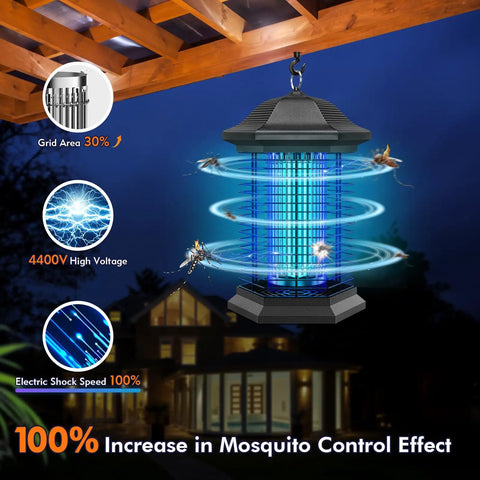Bug Zapper Outdoor Indoor 18W Power 4400V Grid Mosquito Trap For Patio Backyard Home, Insect Control With Half Acre Coverage