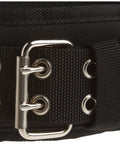Heavy Duty Padded Comfort Belt 3 Inch Wide Black For Construction And DIY, metal roller buckle, double layer fabric close-up