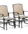 Outdoor Glider Chairs Set Of 2 With Sturdy Metal Frame And Breathable Mesh for Patio Lawn and Garden Relaxation