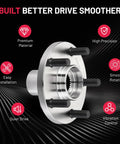 Front Wheel Bearing Hub Assembly 5 Lug 2 Pack Compatible With Toyota Camry Avalon Venza Sienna Highlander And Lexus ES300h ES330 ES350 RX330 RX350 RX400h Heavy Duty Replacement For Smooth Quiet Ride showcasing premium material and features like high precision, smooth rotation, easy installation, vibration control, and quiet drive.