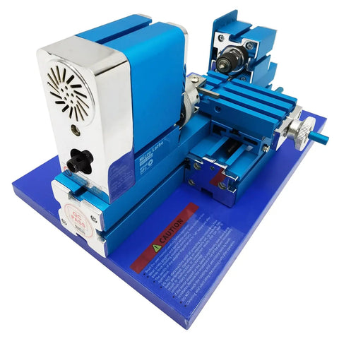 This mini metal lathe machine is a total game changer for DIYers, featuring compact blue design, powerful motor for precision work.