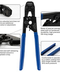 Pro Grade Pex Cinch Clamp Crimp Tool Kit With Stainless Steel Clamps Ratchet Self Release Metal Pipe Cutter Fits 3/8 to 1 Inch Pipes