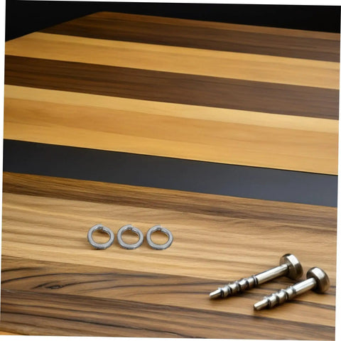 Hella Tough Stainless Steel Spring Lock Washers Assortment Kit with 100 Heavy Duty Fasteners on a wooden surface.