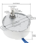 Dimensions of Two Pack Synchronous Motor AC 100-127V 15-18 RPM 4W CW CCW Permanent Magnet Drive for Turntables