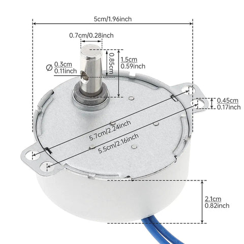 Dimensions of Two Pack Synchronous Motor AC 100-127V 15-18 RPM 4W CW CCW Permanent Magnet Drive for Turntables
