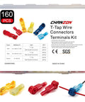 TTap Wire Connector Quick Splice Kit For 22 18 16 14 12 10 AWG Assorted Color Self Stripping Disconnect 160 Pieces