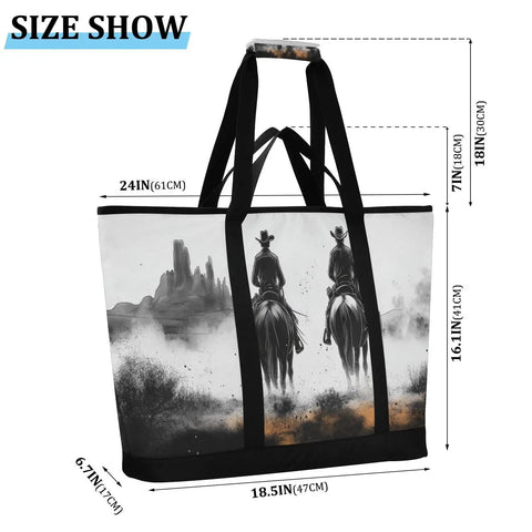 Western Desert Cowboy Style Insulated Cooler Bag With Large Capacity For Shopping Picnics Beach Trips Travel And Camping Leak Proof Thermal Tote