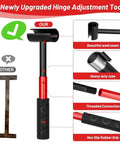 4 In 1 Door Hinge Adjustment Tool Set With Replaceable Heads For 14mm To 25mm Hinges, showing features and rubber grip handle