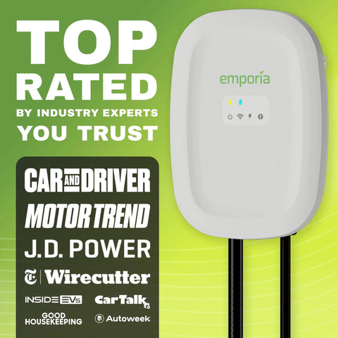 Top rated Level 2 EV Charger with NACS for Tesla and all plug-in vehicles, no adapter needed, 48 amp home EVSE, white