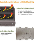 Rotatable 150W LED Wall Pack Light With Dusk To Dawn Photocell, die-cast aluminum construction, IP65 waterproof, easy install