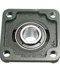 Front view of a UCF206-18 pillow block bearing with square cast-iron flange and 1-1/8 in bore