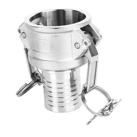 Heavy Duty 304 Stainless Steel Camlock Fitting For A Snappy Quick Hook Up 1.5 Inch Hose Coupling displayed with connectors.
