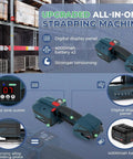 Heavy Duty Electric Strapping Tool With Portable Battery Powered Packaging Machine And Lcd Screen Featuring 4000Mah Capacity on a shelf.
