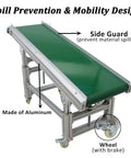 Inclined PVC Conveyor Belt System With Aluminum Frame, Motorized Drive, 59 Inch Length And 15.7 Inch Belt Width