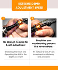 Adjustable Countersink Drill Bit With Zero Hassle Tool Free Depth Adjustment, Smooth 1/8 Inch Pilot And Tough 5/16 Inch Carbide Cutter for easy depth adjustment.