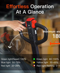 Heavy Duty Fully Electric Pallet Jack With Massive 4400 Lb Load Capacity For Easy Material Handling showing operation controls and angle indicators.