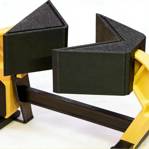 Close-up of 2-Pack Must-Have 90 Degree Clamp Adapter For Medium Trigger Clamps made of durable PLA, showing quick release feature.